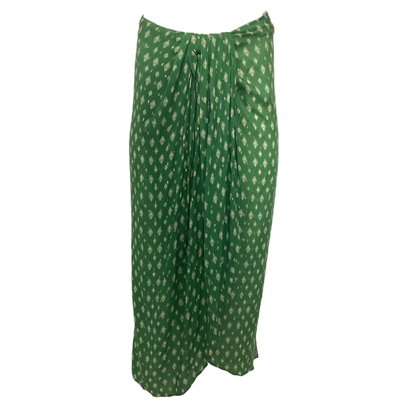 Women's Night-Out Outfit Johanna Ortiz Merecumbé Print Faux Wrap Maxi Skirt in Green Viscose