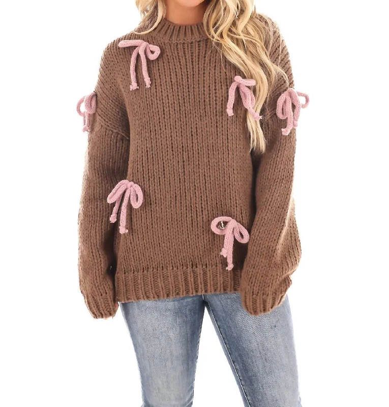 Modern Women's Wardrobe Essentials Knot Your Average Bow Sweater In Brown