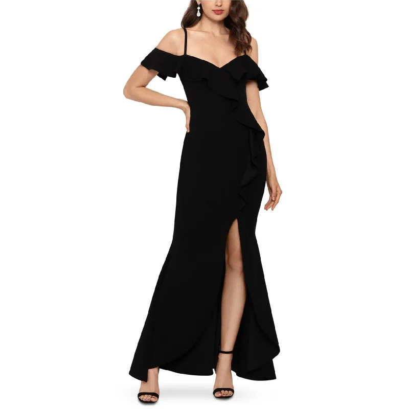 Sale Clothes Online Betsy & Adam Womens Ruffle Cold Shoulder Gown Dress