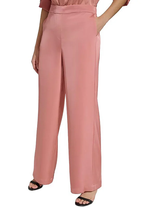 Women's Athletic Apparel Womens Satin High Rise Wide Leg Pants