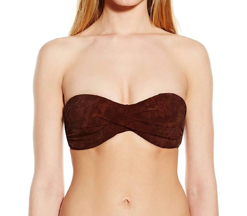 Casual Chic Clothing For Women Women Goddess Strapless Bandeau Swimsuit Bikini Top In Brown