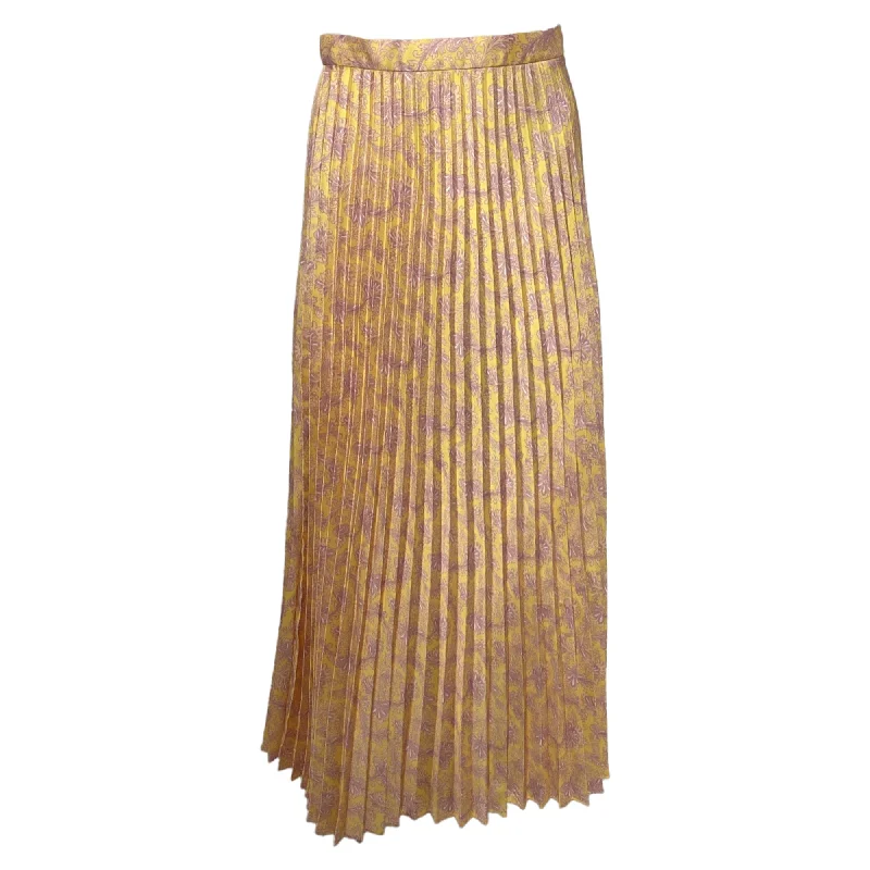 Women's Functional Outfit For Outdoor Activities Sandro Pleated Misi Skirt in Yellow Polyester