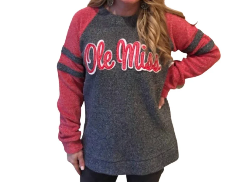 Women's Classic Outfit Ole Miss Dawn Fleece Top In Grey