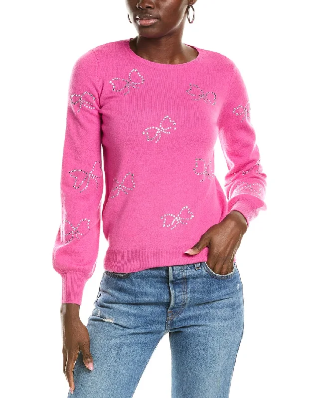 Women's Outerwear Clothing sofiacashmere Heatset Bows Cashmere Sweater