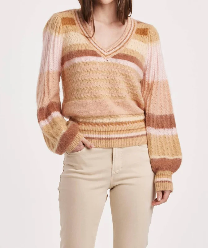 Women's Weekend Outfit Geneva Puff Sleeve Sweater In Copper Rose