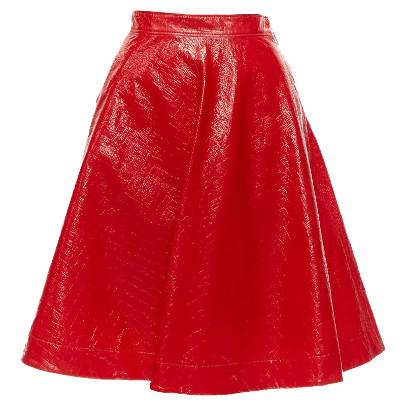 Women's Clothing For Work MSGM faux patent high shine crinkled A-line skirt