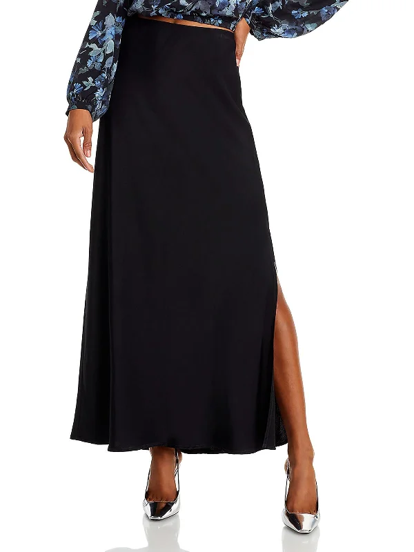 Trendy Boutiques Online Womens Satin Slit Bias Maxi Skirt