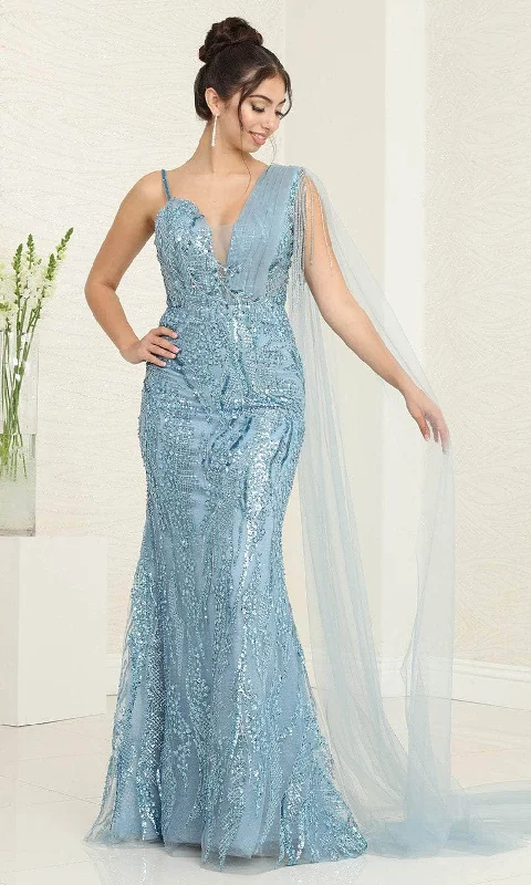 Women's Active Outfit For Fitness May Queen RQ8066 - Beaded Plunged V-Neck Prom Gown