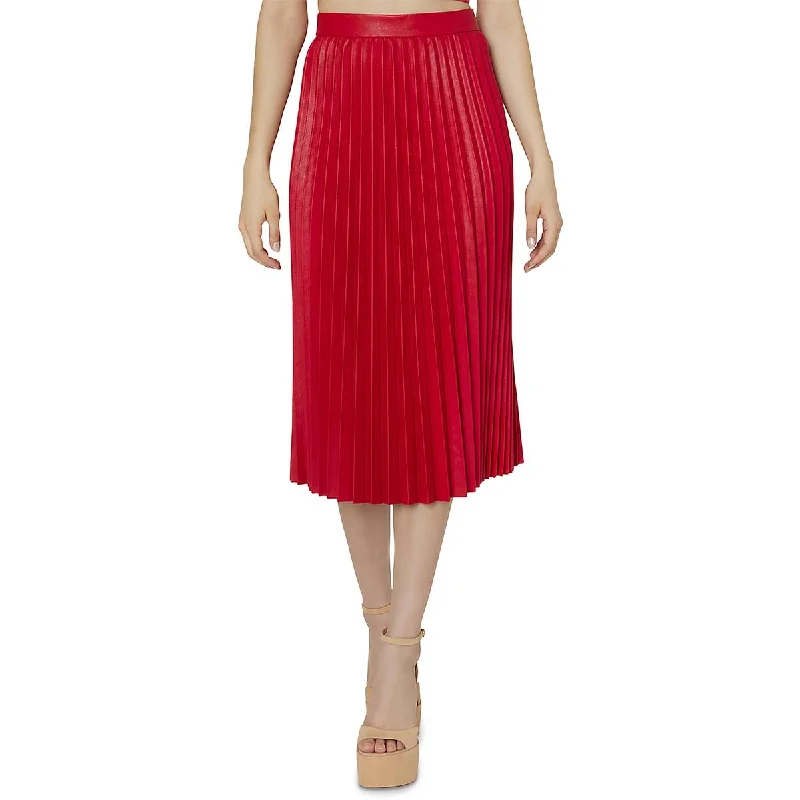 Flash Sale Or Flash Sales Rayla Womens Vegan Leather Long Pleated Skirt