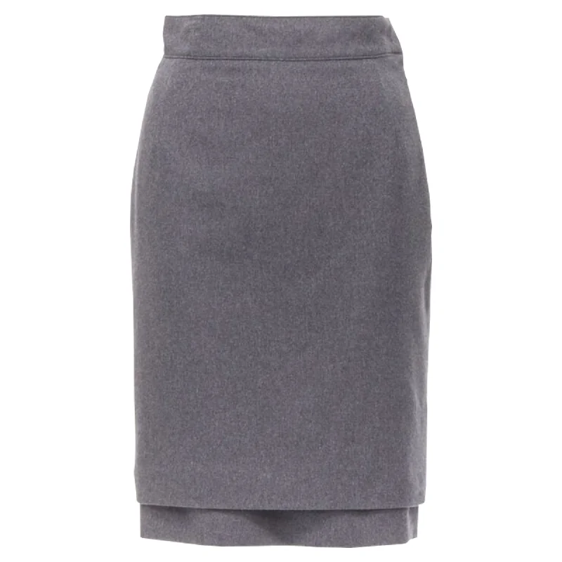 Women's Clothing Oscar De La Renta wool double layered hem pencil skirt