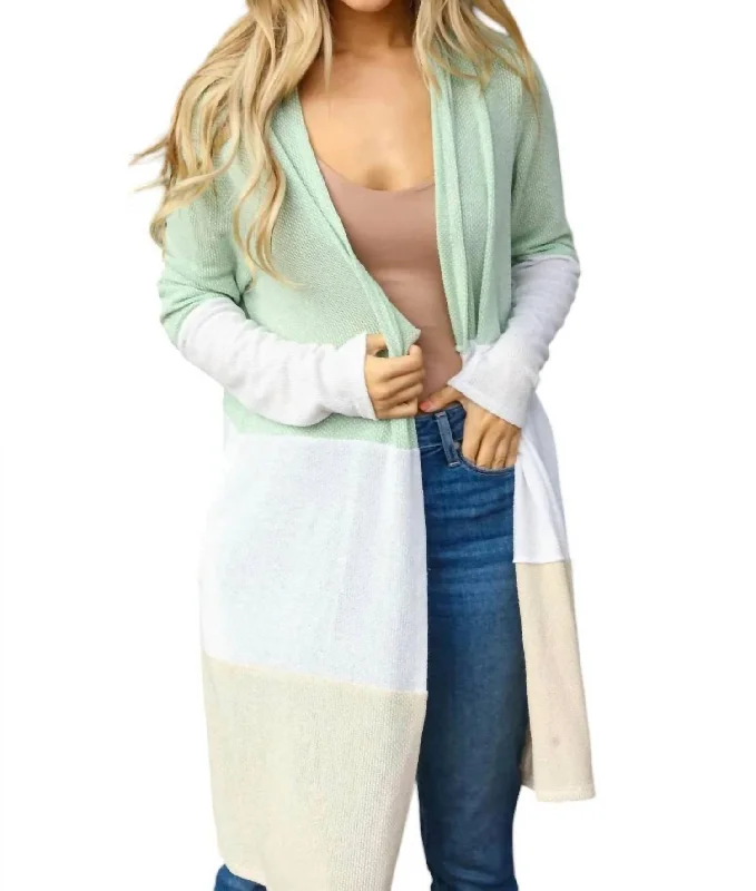 Women's Plus-Size Attire Colorblock Cardigan In Sage