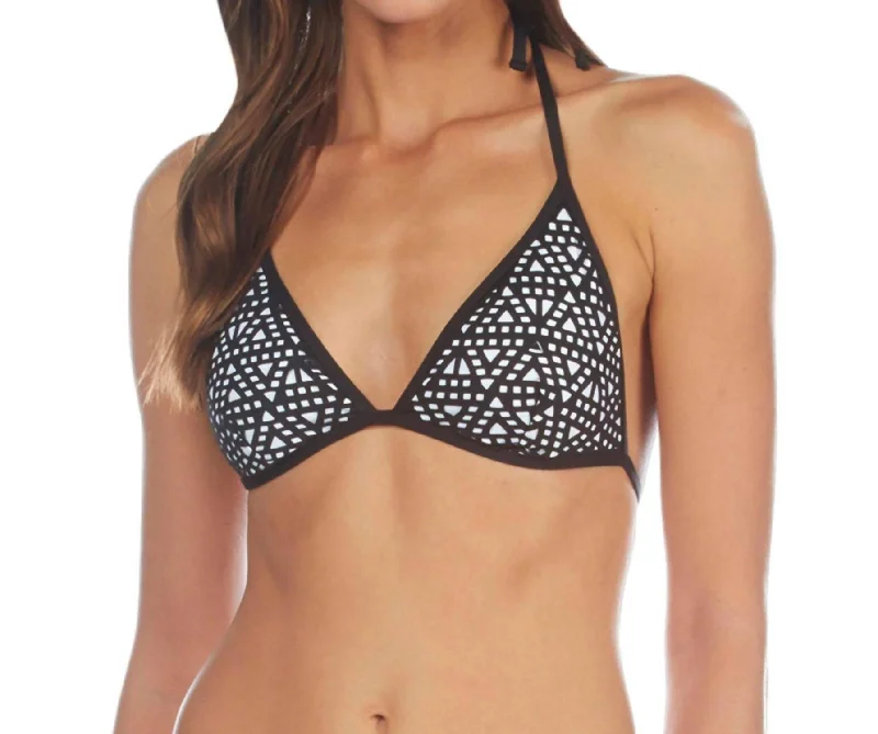 Women's Clothing For Travel Laser Cut Above Triangle Bikini Top In Black White