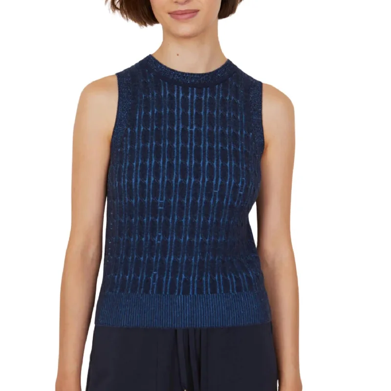 Women's Clothing Apparel Sets Skylar Cable Vest In Navy/cornflower