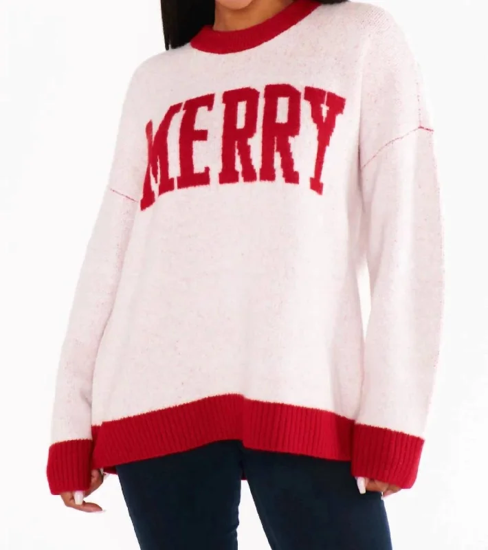 Casual Chic for Women Classic Crewneck Sweater In Merry Graphic Knit