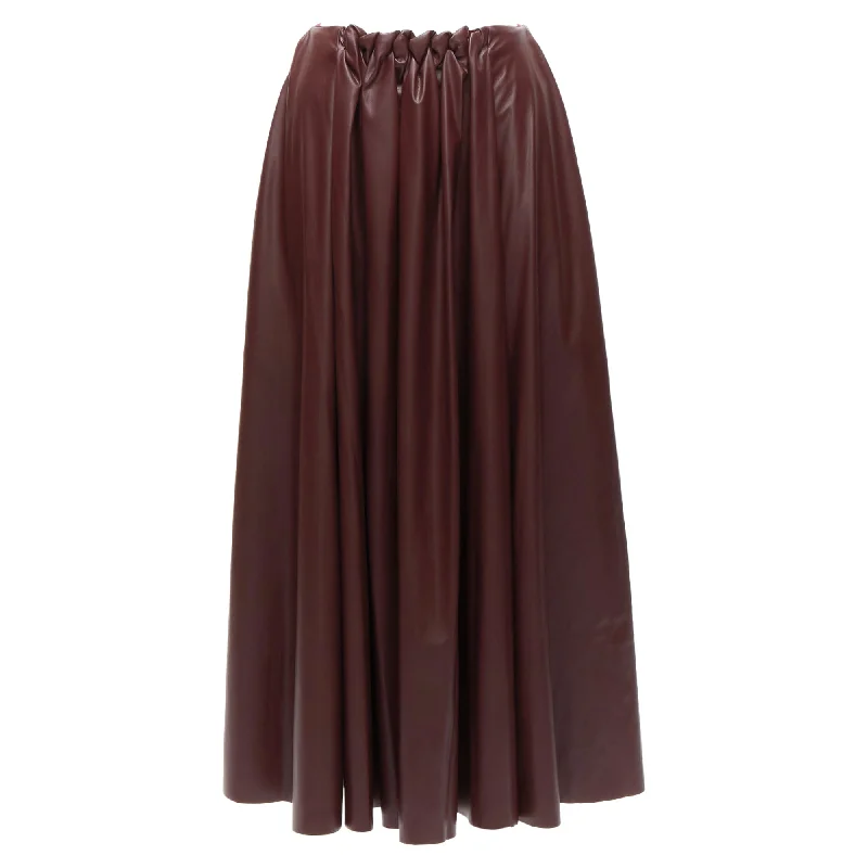 Women's Holiday Clothing Roksanda faux leather wool lined ruched waist A-line midi skirt