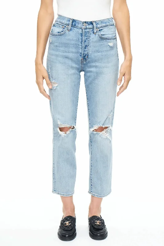 Women's Seasonal Attire Charlie High Rise Straight Jean In Bali Distressed