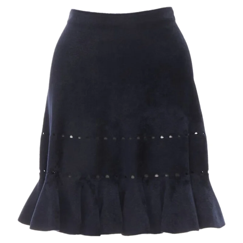 Charming Everyday Clothing For Women Alaia velour geometric cut out hem skirt