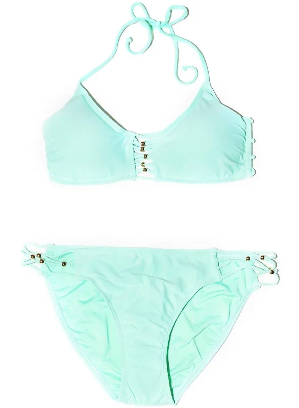 Winter Wardrobe Clearance Women's Caribbean Sea Tab Side Bikini Bottom Swimsuit In Mint