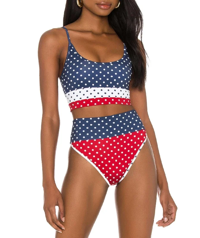 Charming Women's Garments Eva Top In Patriotic Polka Dot