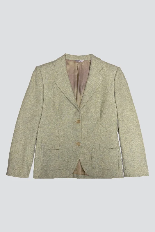 Fashionable Women's Casual Apparel Pale Green Wool Pocket Blazer