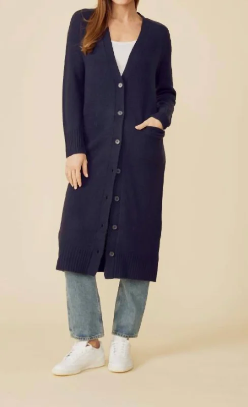 Women's Vintage-Inspired Clothing Morgan Cashmere Duster In Navy