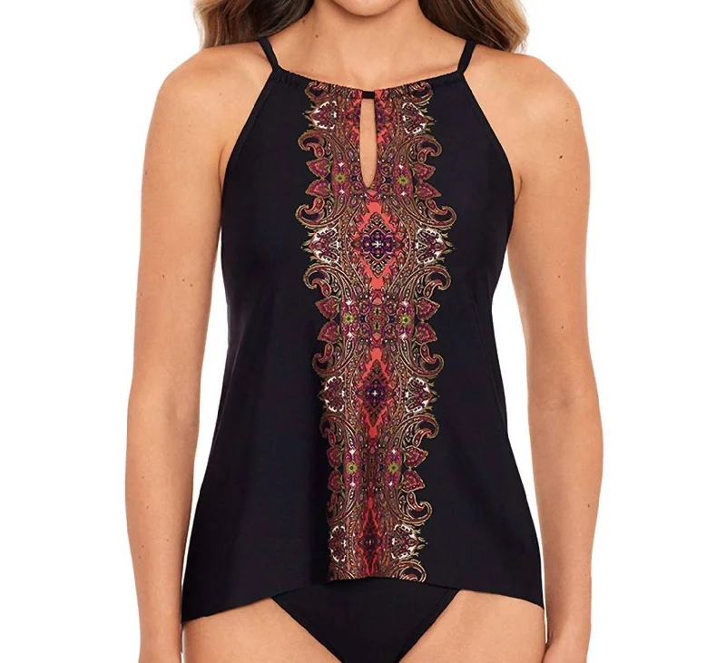 Women's Clothing Boutique Kashmir Peephole Tankini Top In Black