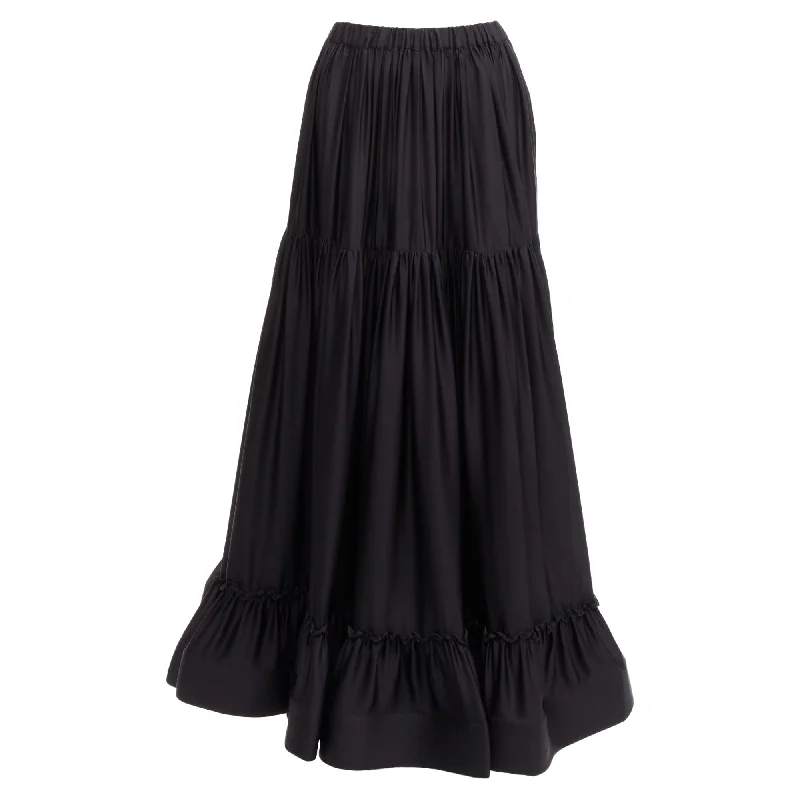 Women's Clothing Sets Stella McCartney silk crin flounce hem tie midi skirt