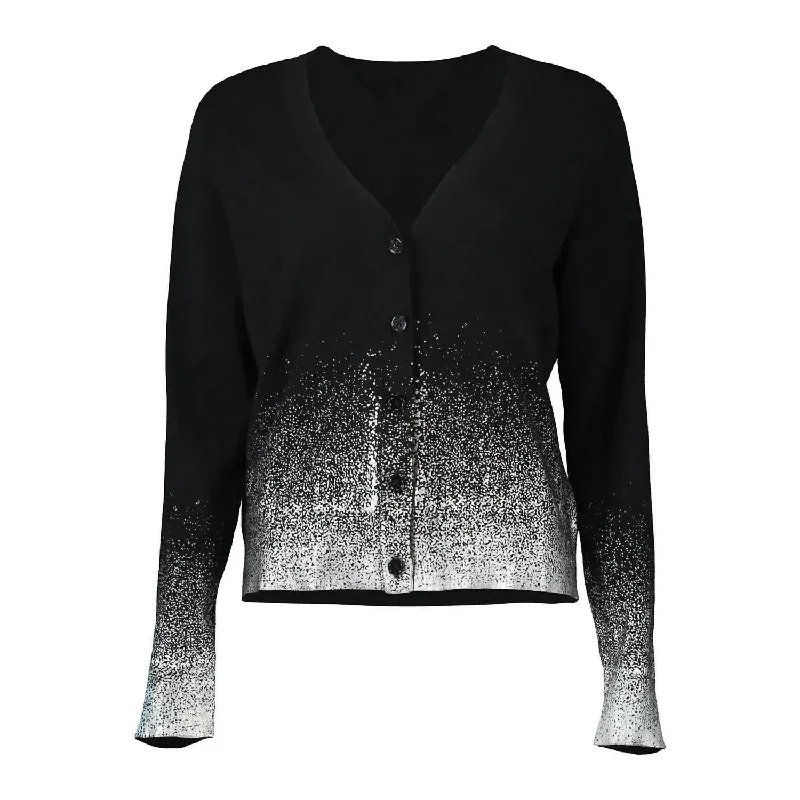 Sustainable Women's Apparel Women's Gradient Metallic Cardigan In Black/platinum