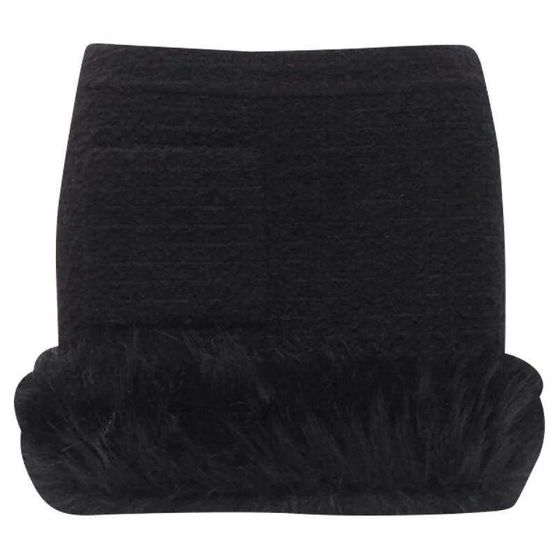 Women's Occasion Wear Clothes Saint Laurent tweed faux fur trimmed mini skirt