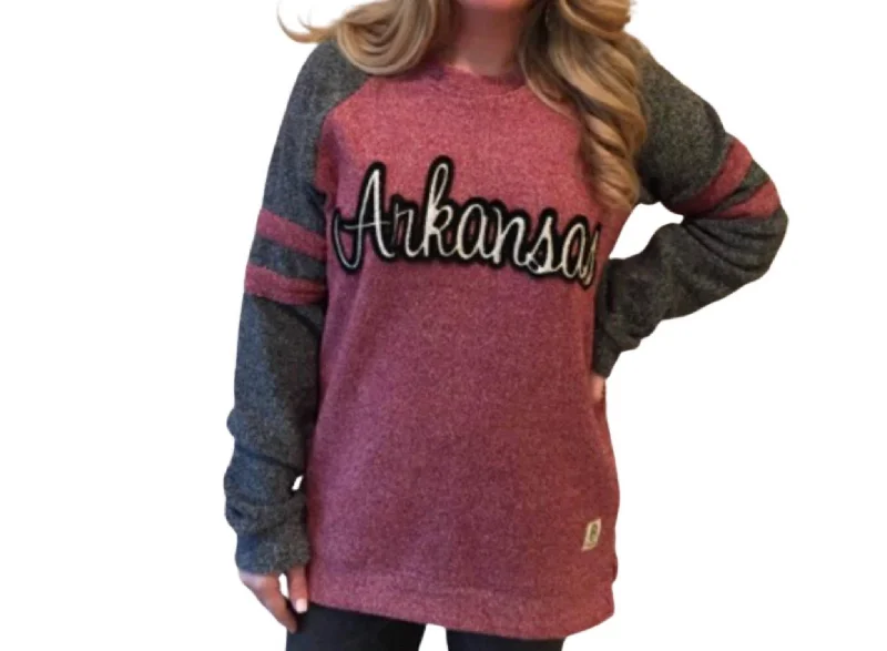 Bold and Elegant Women's Fashion University Of Arkansas Dawn Fleece Top In Red Heather