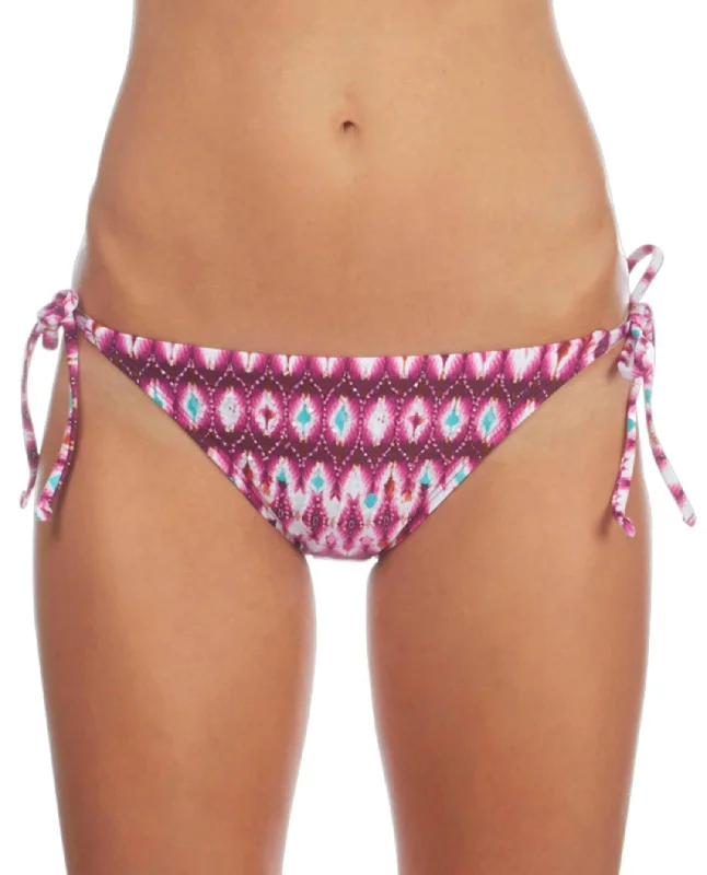 Fashionable Women's Clothing Ikat In The Act Side Tie Bikini Bottom In Kkc Berry