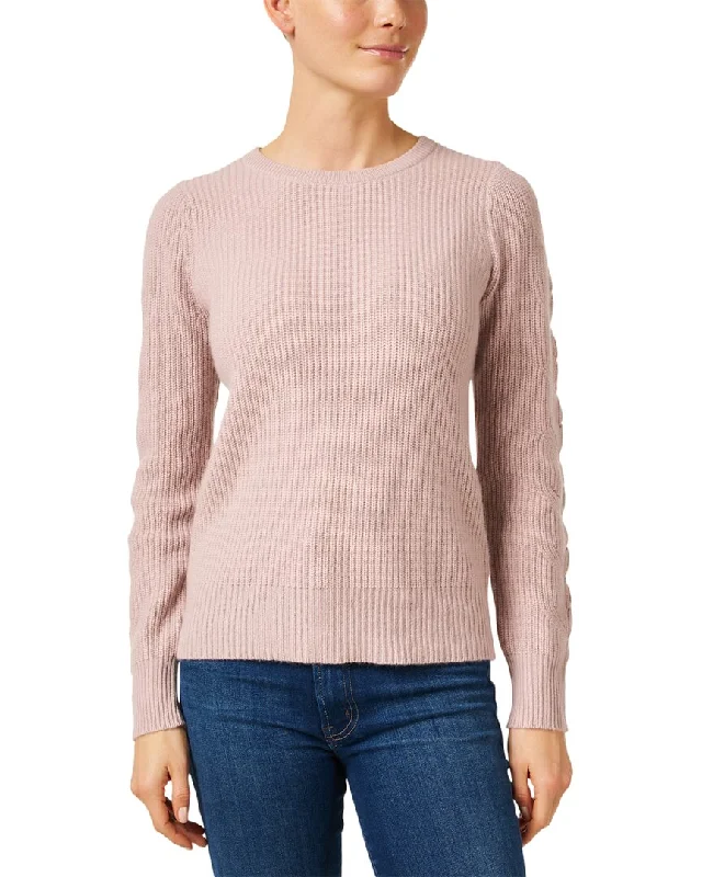 Women's Travel Attire Madeleine Thompson Hawkes Pointelle Sleeve Cashmere & Wool-Blend Sweater