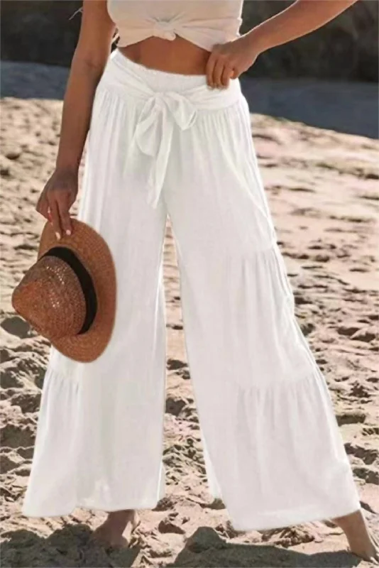 Timeless Women's Clothing Tiered Wide Leg Pants In White