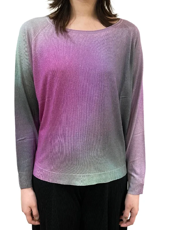 Women's High Street Fashion Ombre Silk Cashmere Sweater In Violet