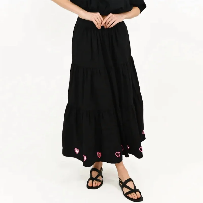 Women's Chic Outerwear Outfit Gabrielle Maxi Skirt Hearts In Black