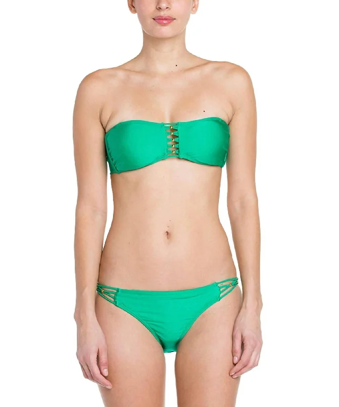 Women's Vintage-Inspired Clothing Women's Braided Full Bikini Bottom In Jade Green