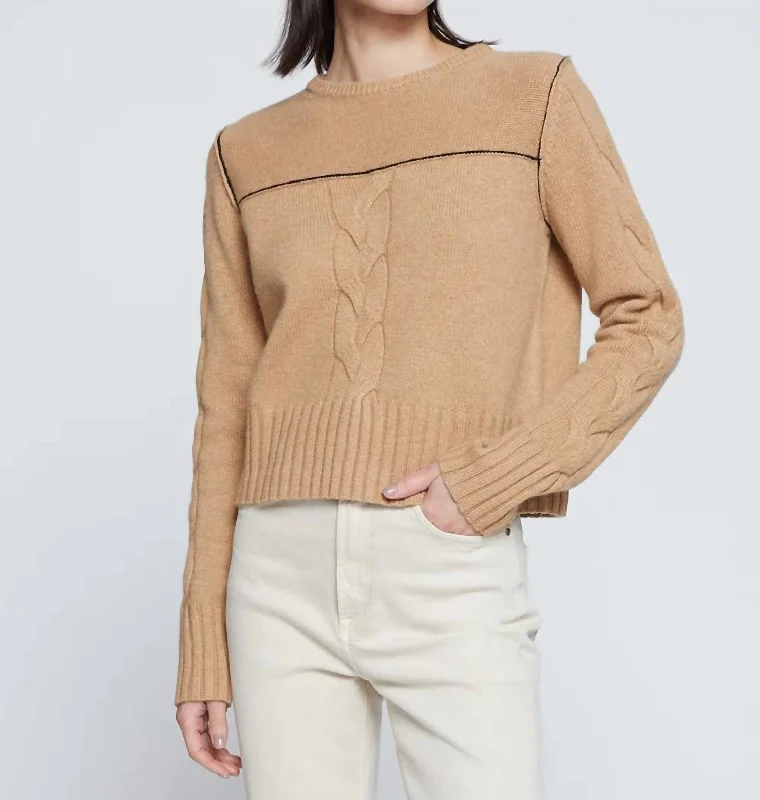 Women's Functional Outdoor Garments Marlon Cable Knit Sweater In Toffee