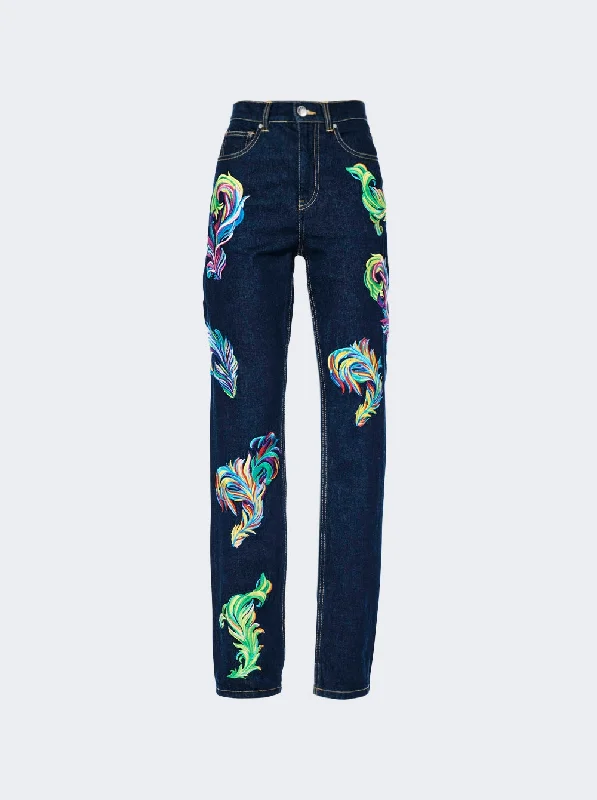 Formal Outfit For Women Embroidered Feather Jeans