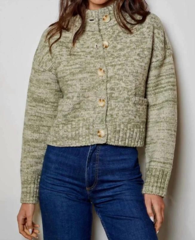 Women's Clothing Apparel Cozy Marled Cardigan In Willow